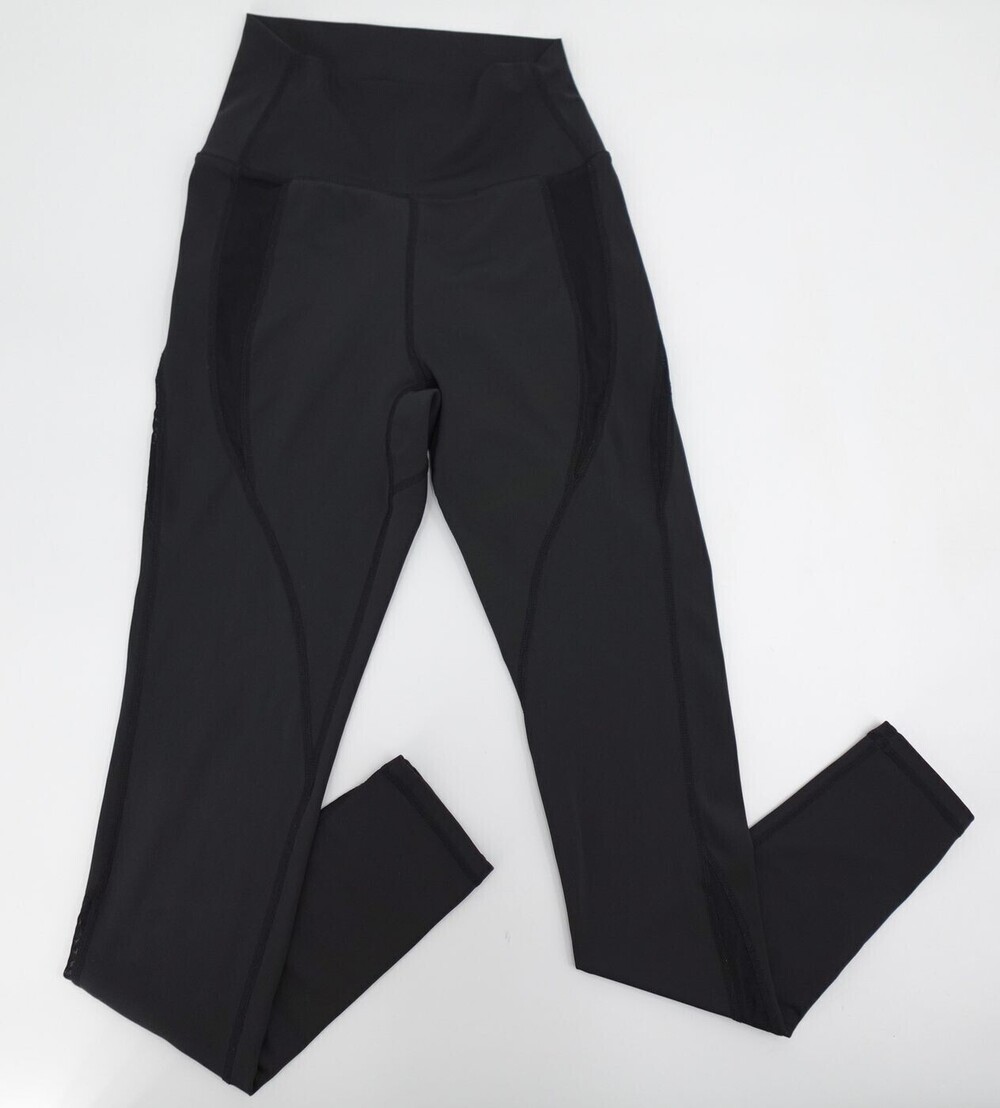 Buffbunny Collection Leggings Womens Small Black mid Rise Mesh Panel Pocket